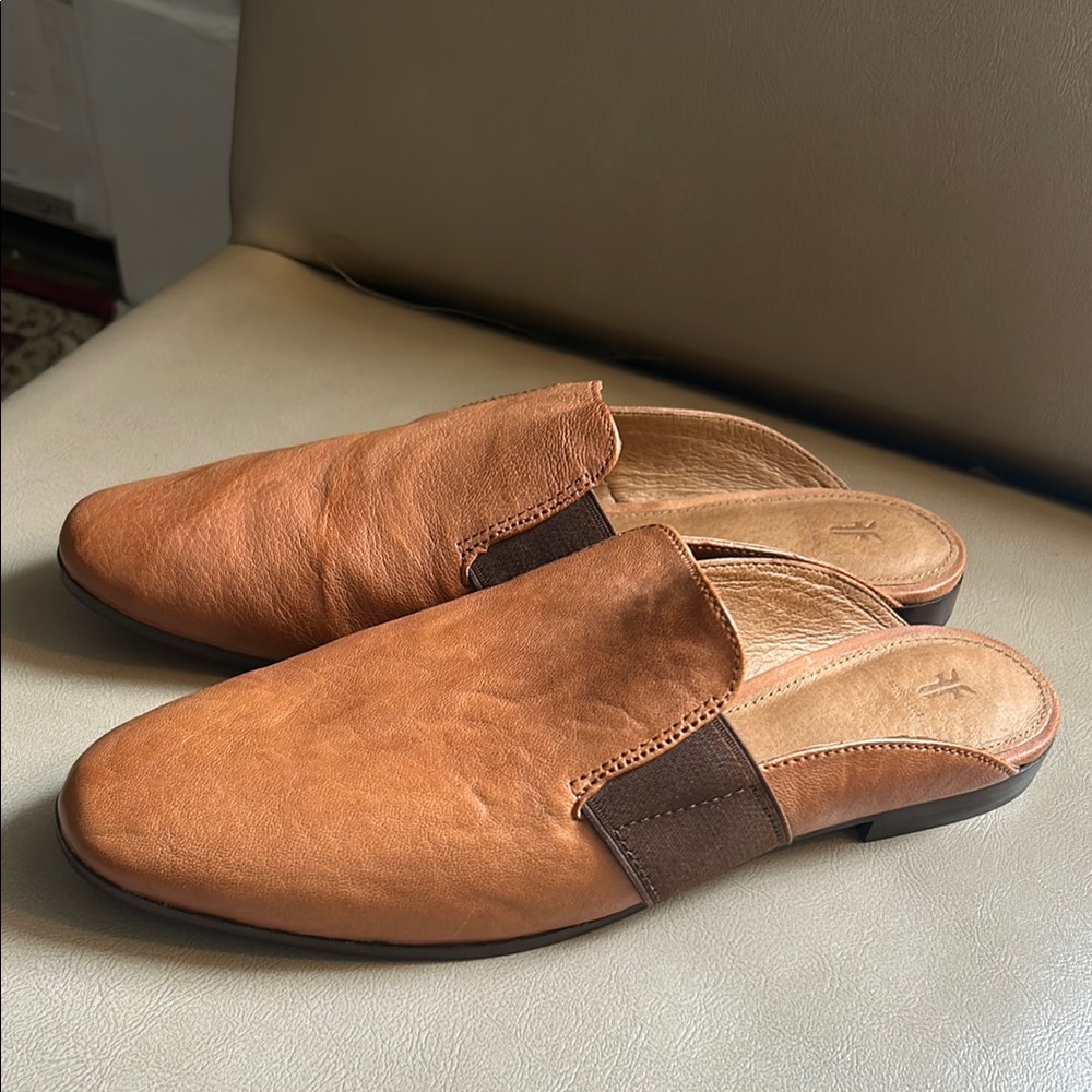 EUC Frye Brown Leather Slip-on Mules Size 10